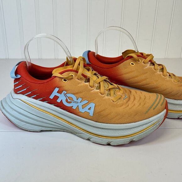 Hoka One One Bondi X Fiesta Amber Yellow Mens Size 9.5 .Running Workout Exercise - Picture 3 of 9